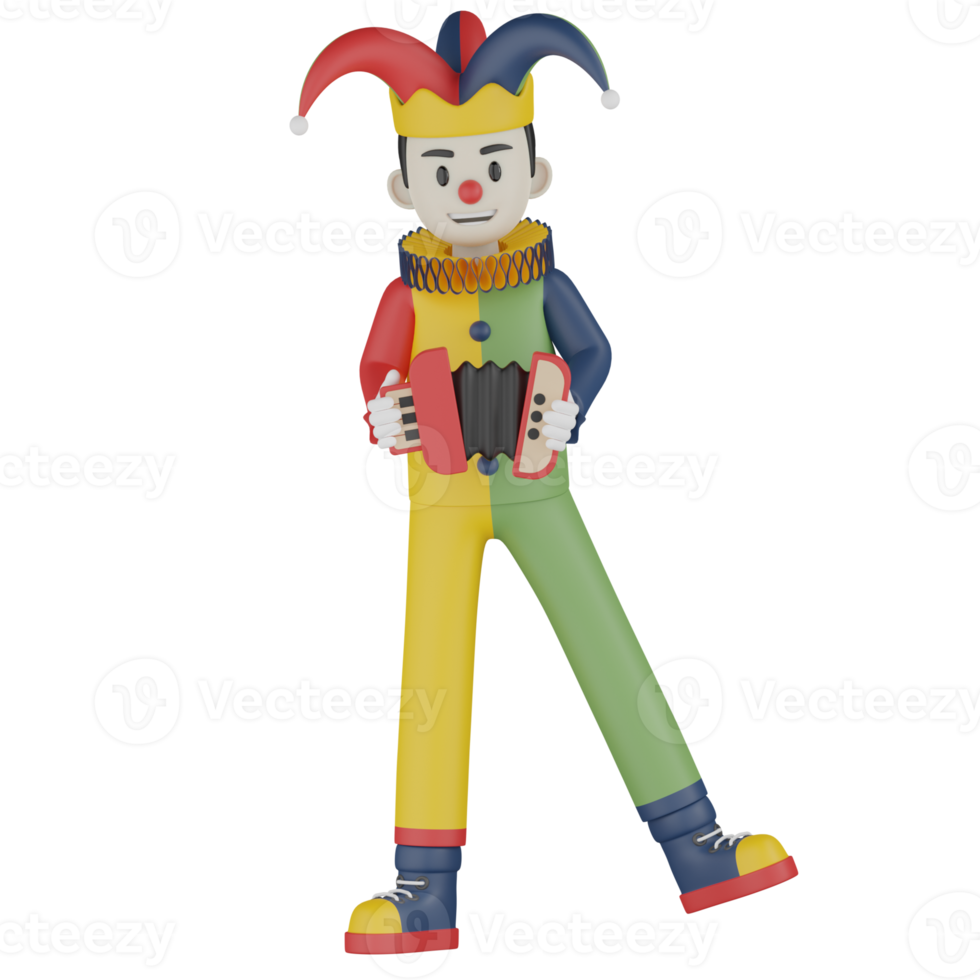 3d Isolated Clown in action png