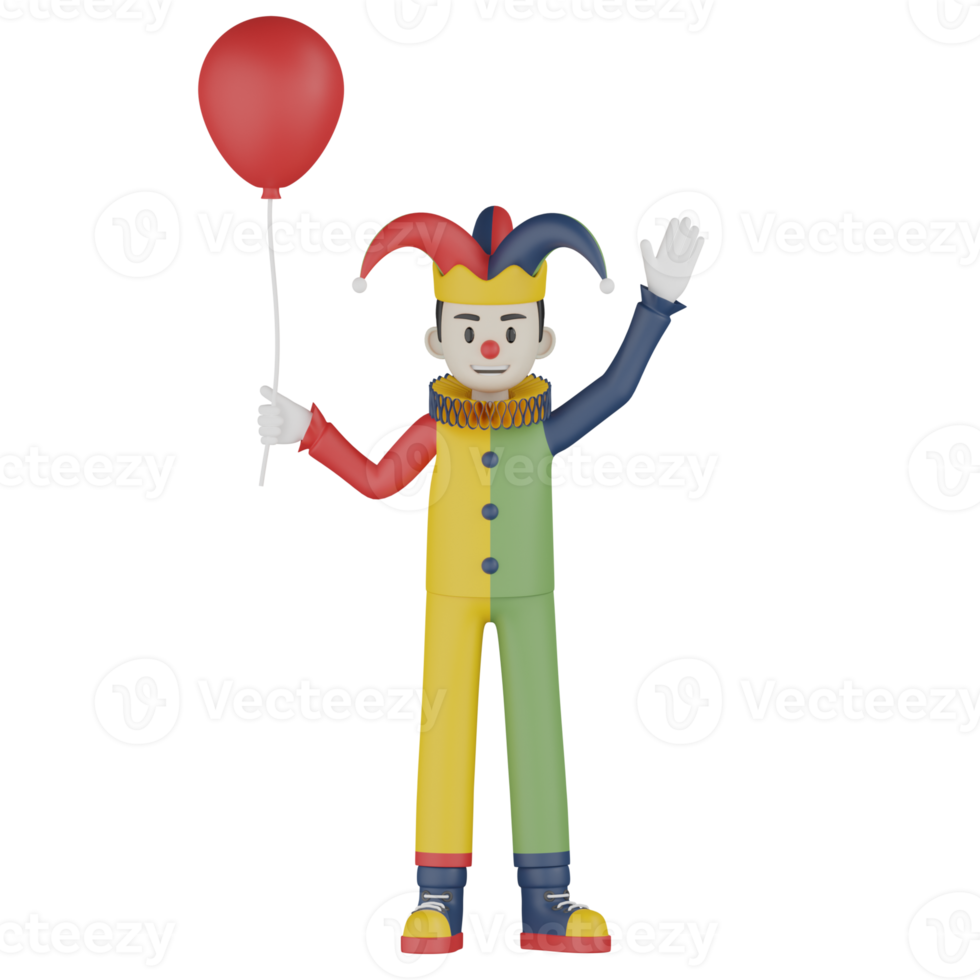 3d Isolated Clown In Action png