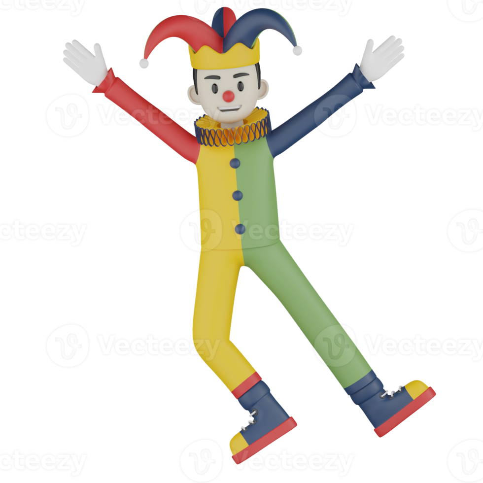 3d Isolated Clown in action png