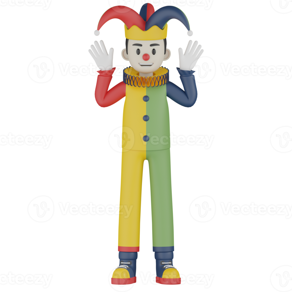 3D isolierter Clown in Aktion png