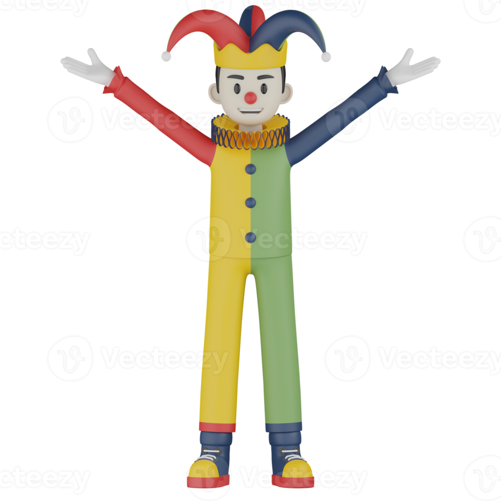 3d Isolated Clown in action png
