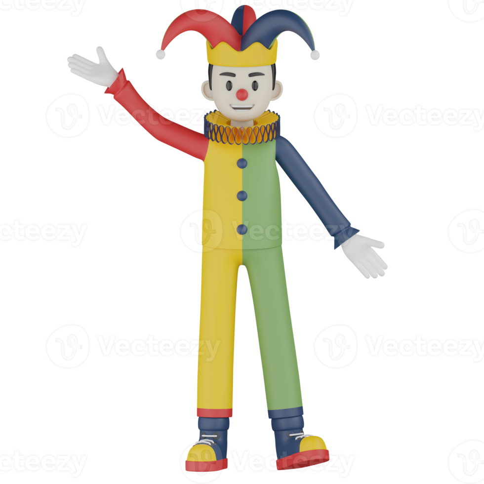 3d Isolated Clown in action png