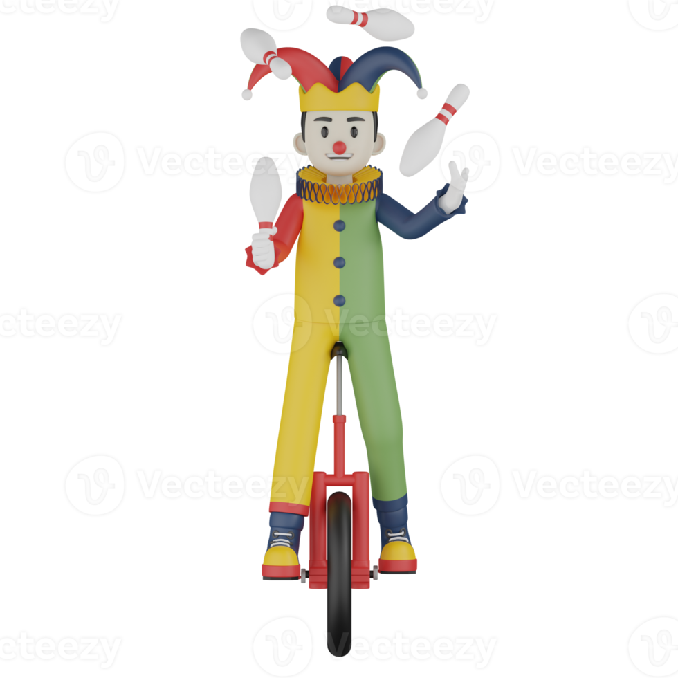 3d Isolated Clown in action png