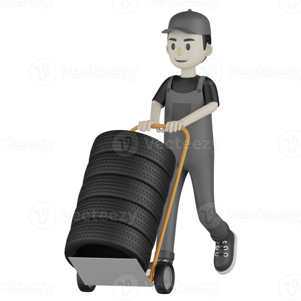 3d Isolated Mechanic in grey Wearpack png