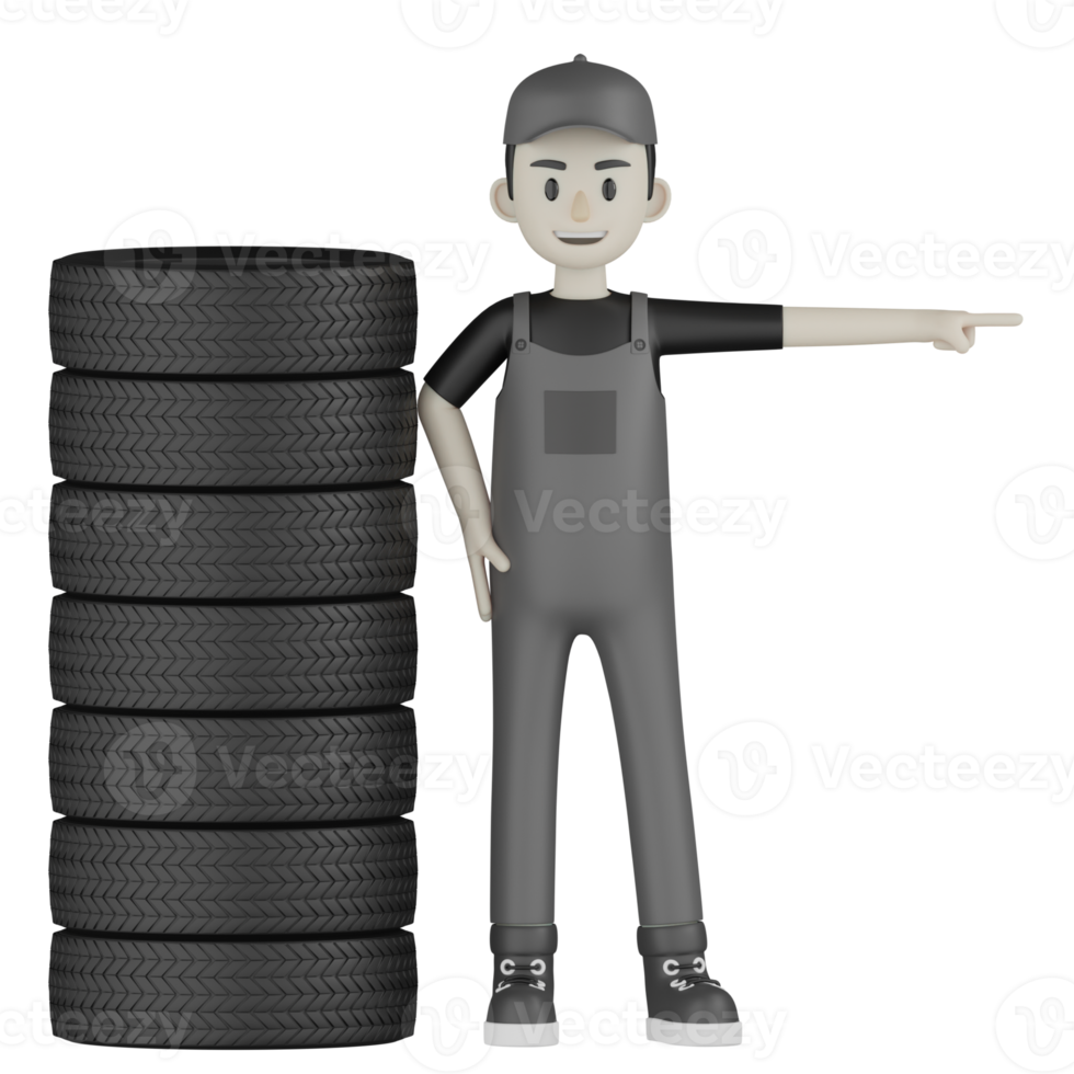 3d Isolated Mechanic in grey Wearpack png