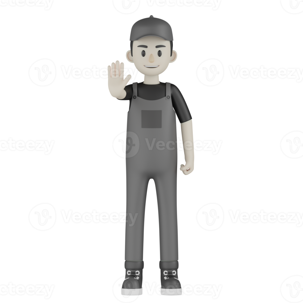 3d Isolated Mechanic in grey Wearpack png
