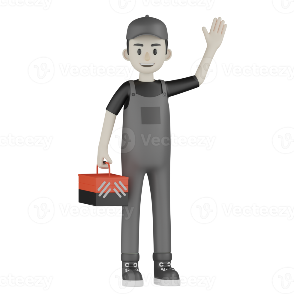 3d Isolated Mechanic in grey Wearpack png