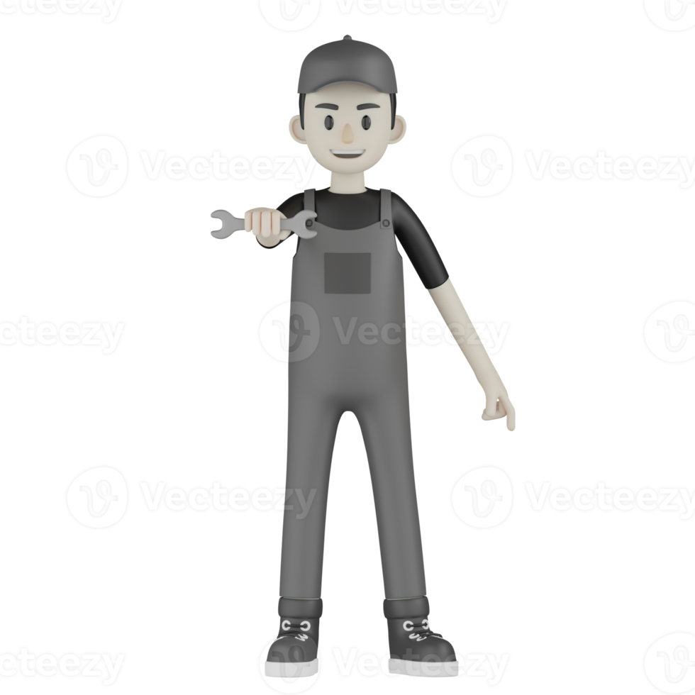 3d Isolated Mechanic in grey Wearpack png