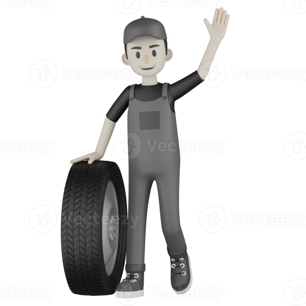 3d Isolated Mechanic in grey Wearpack png