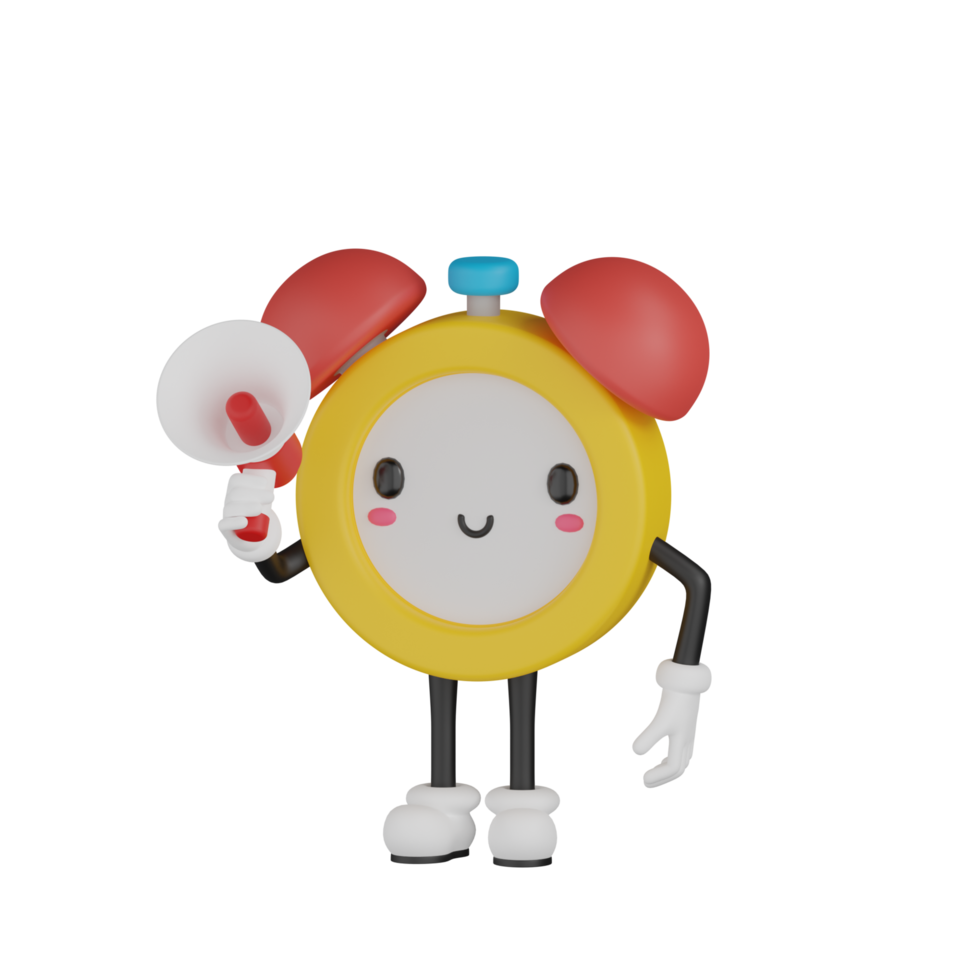 personaje de reloj 3d png