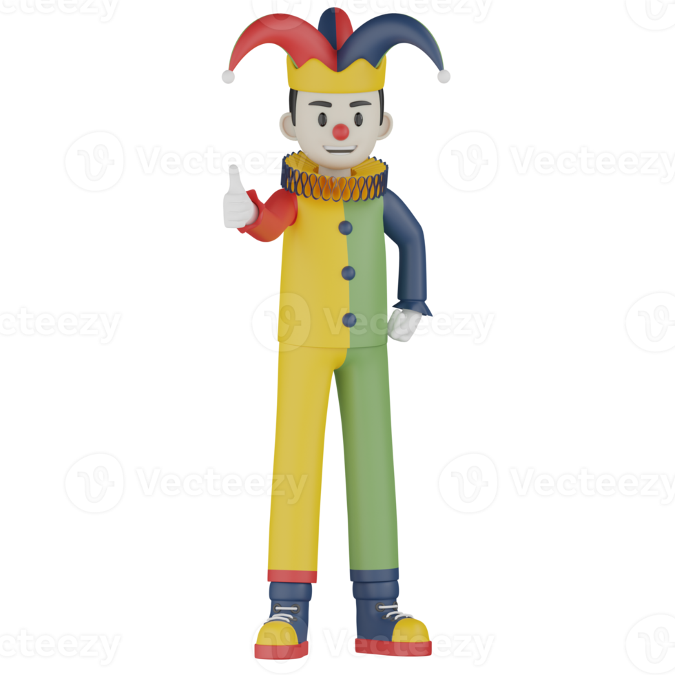 3d Isolated Clown In Action png