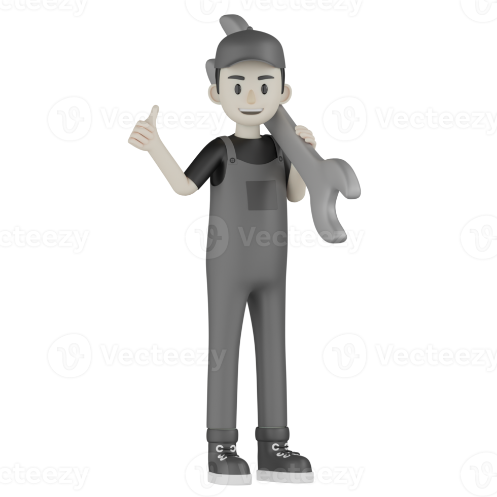 3d Isolated Mechanic in grey Wearpack png