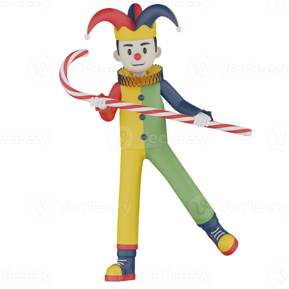 3d Isolated Clown In Action png