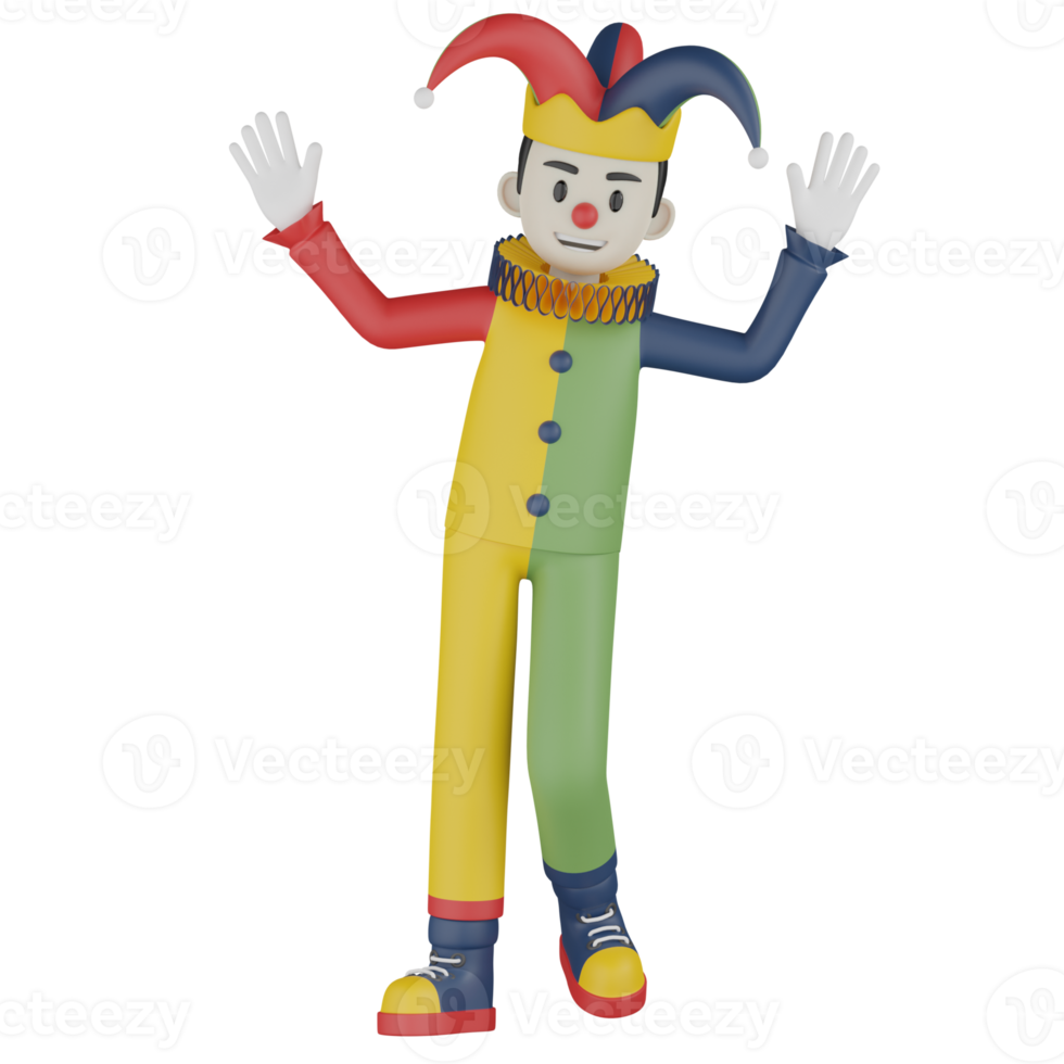 3d Isolated Clown in action png