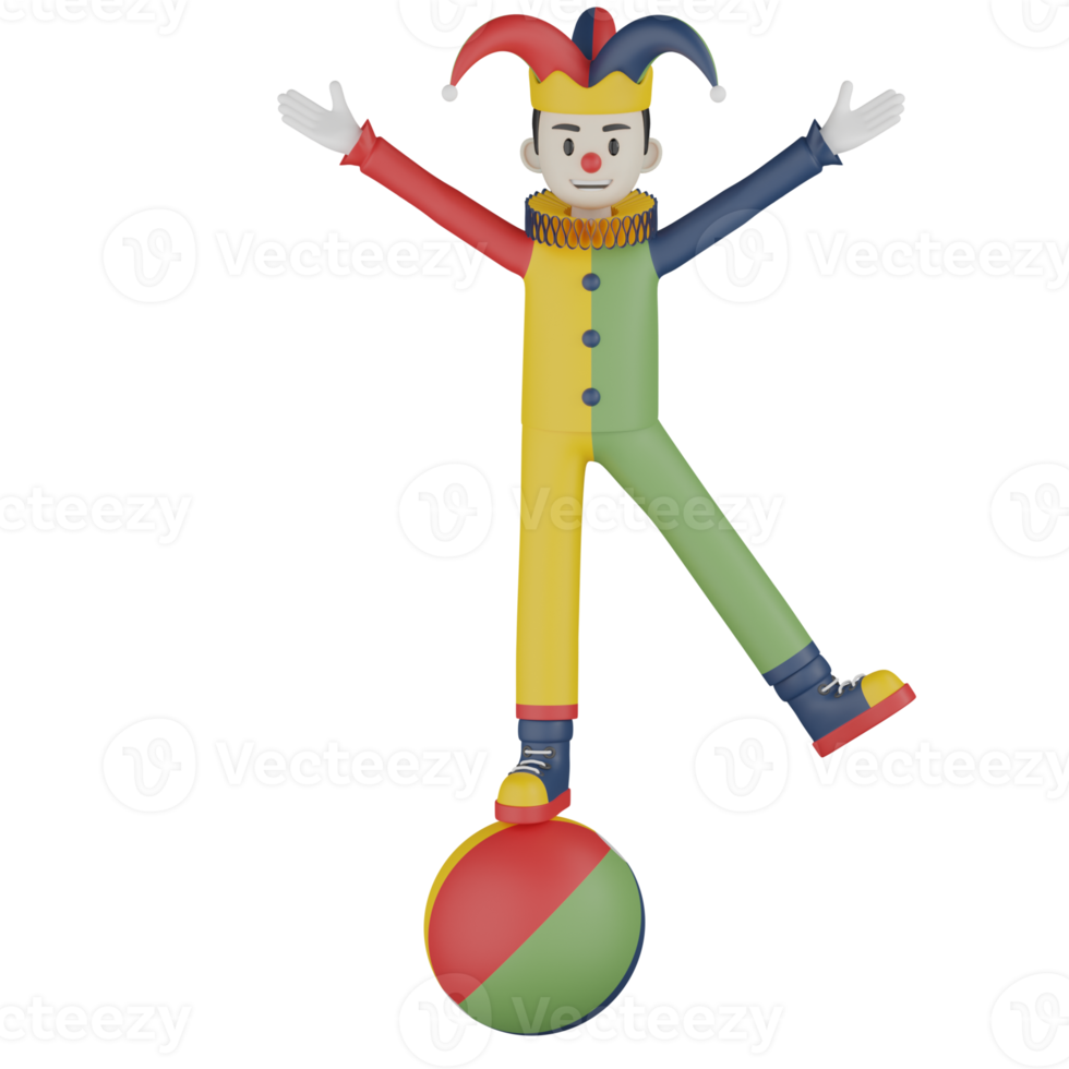 3d Isolated Clown in action png