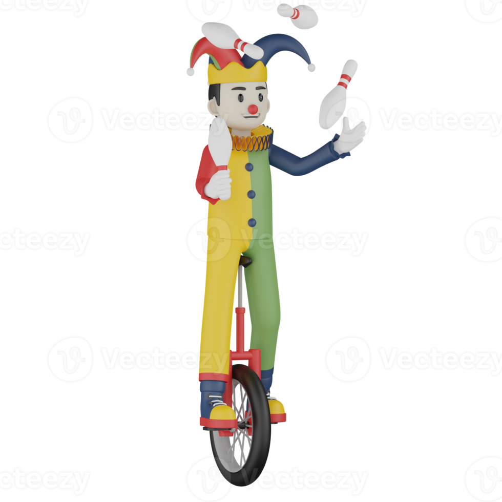 3d Isolated Clown In Action png