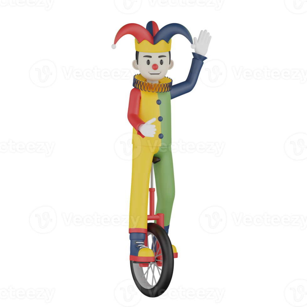 3d Isolated Clown In Action png