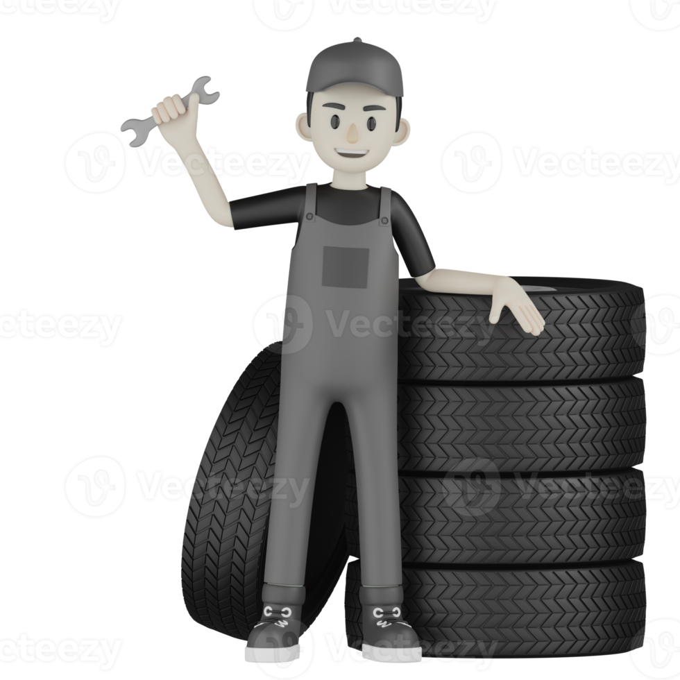 3d Isolated Mechanic in grey Wearpack png