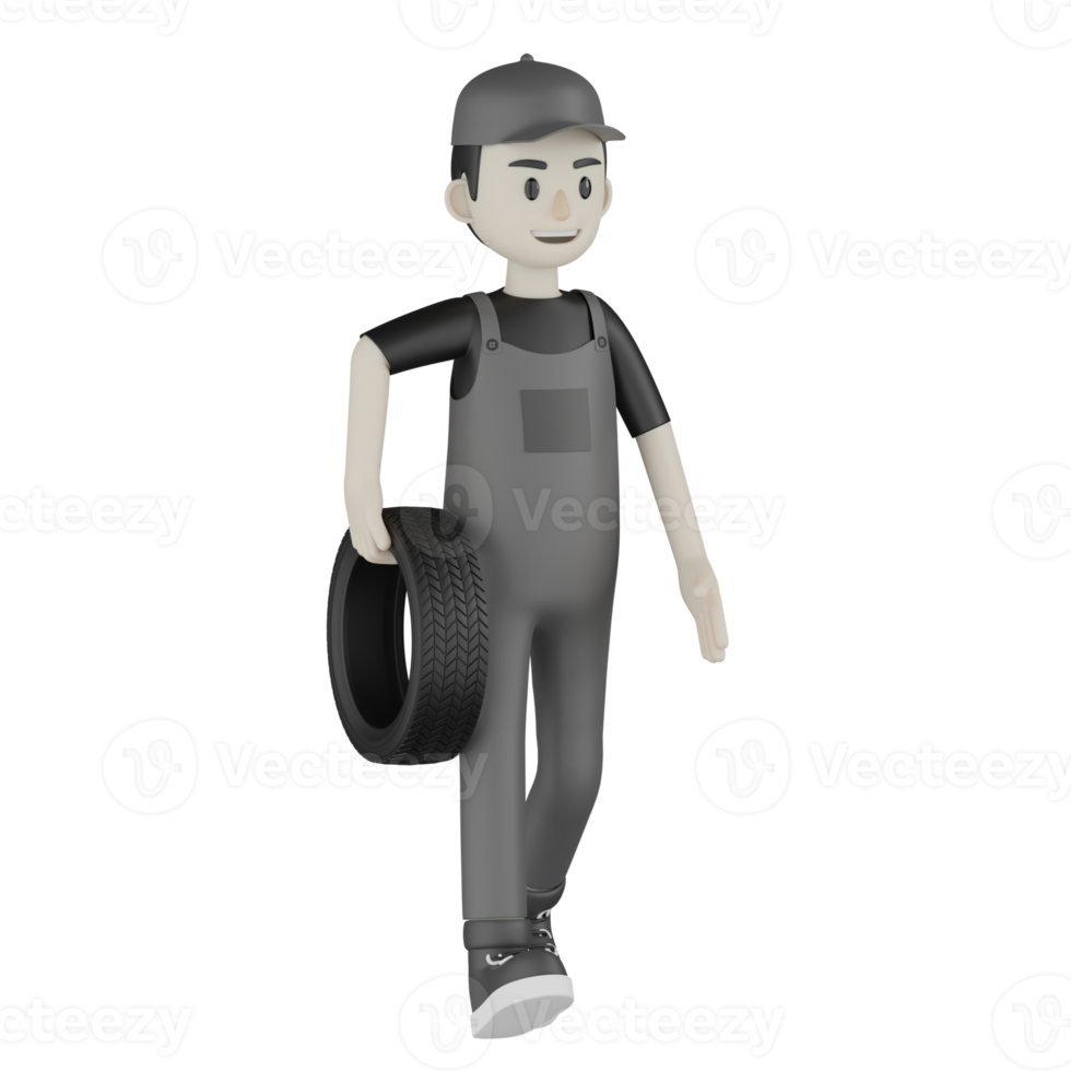 3d Isolated Mechanic in grey Wearpack png