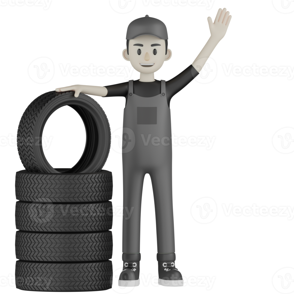 3d isolierter Mechaniker im grauen Wearpack png