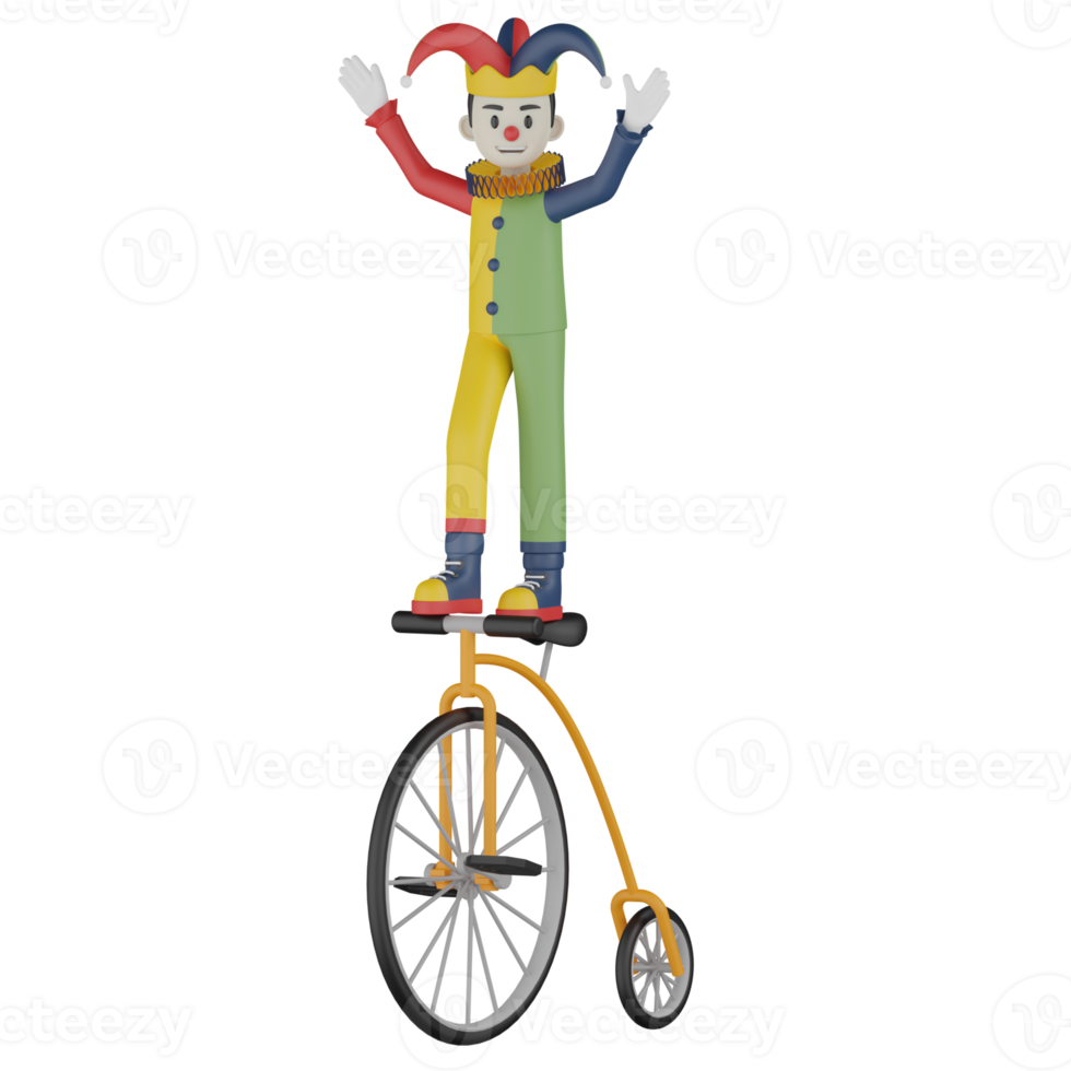 3d Isolated Clown in action png