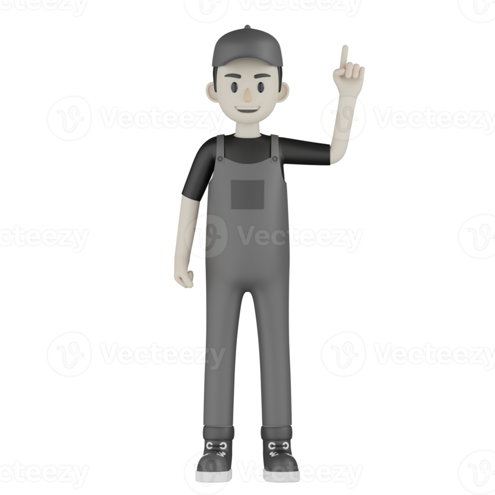 3d Isolated Mechanic in grey Wearpack png