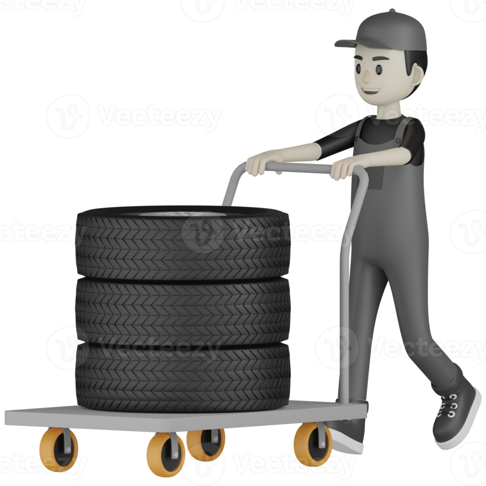 3d Isolated Mechanic in grey Wearpack png