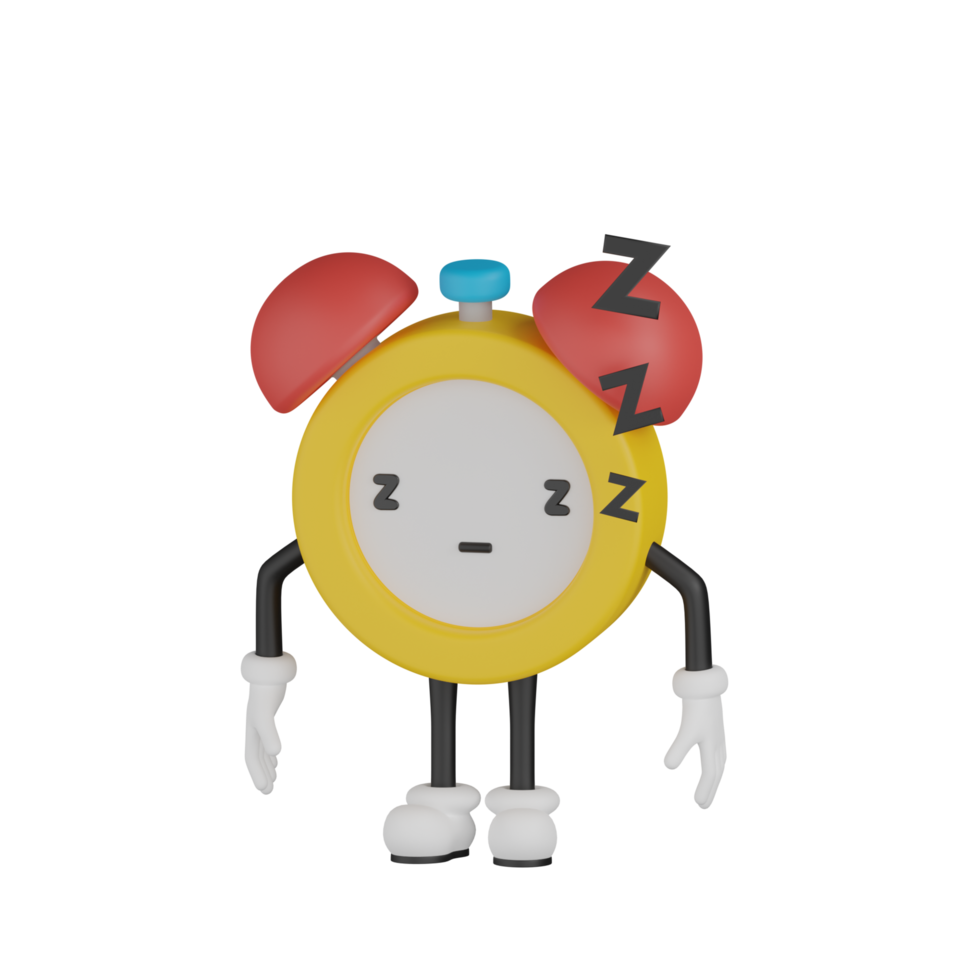 personaje de reloj 3d png