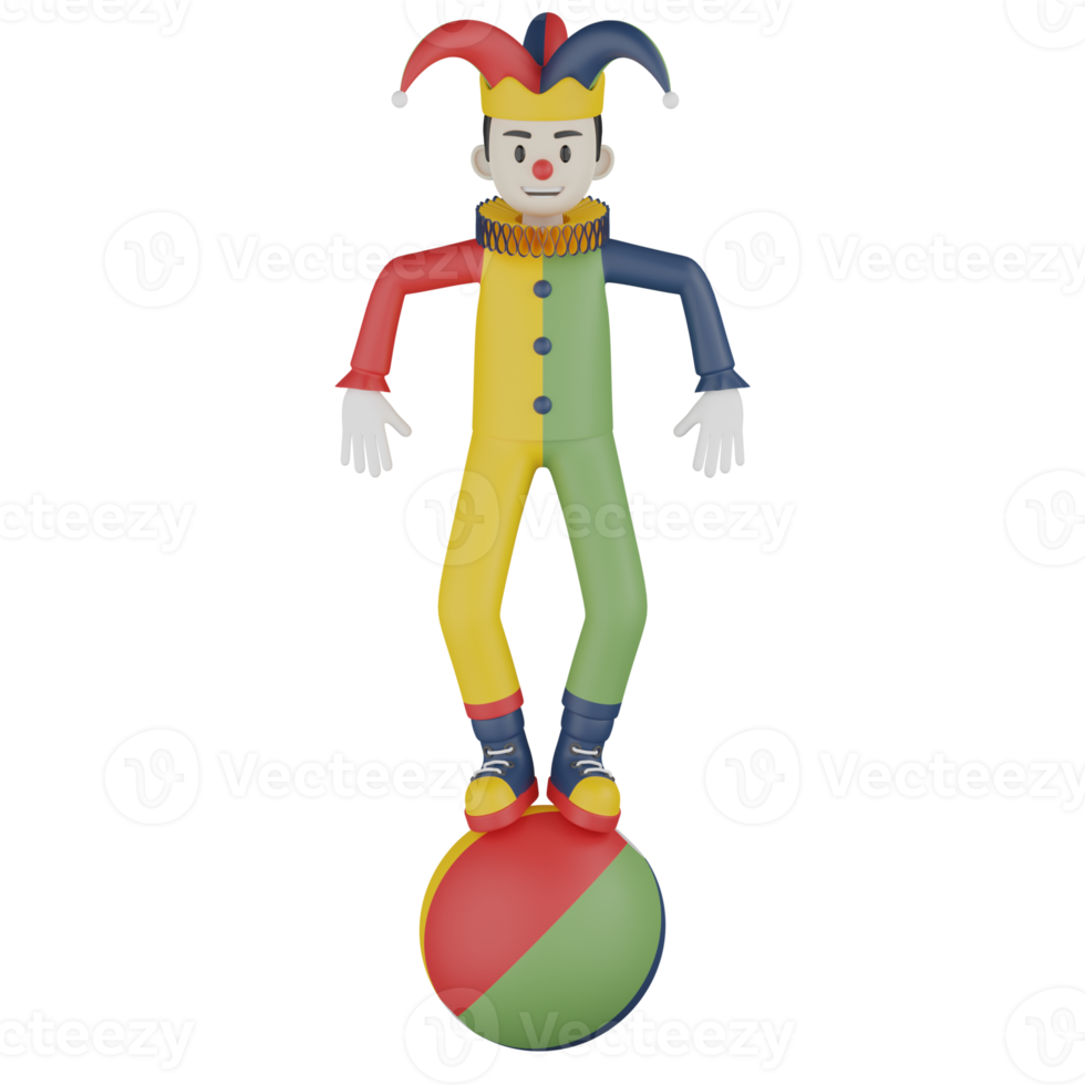 3d Isolated Clown In Action png