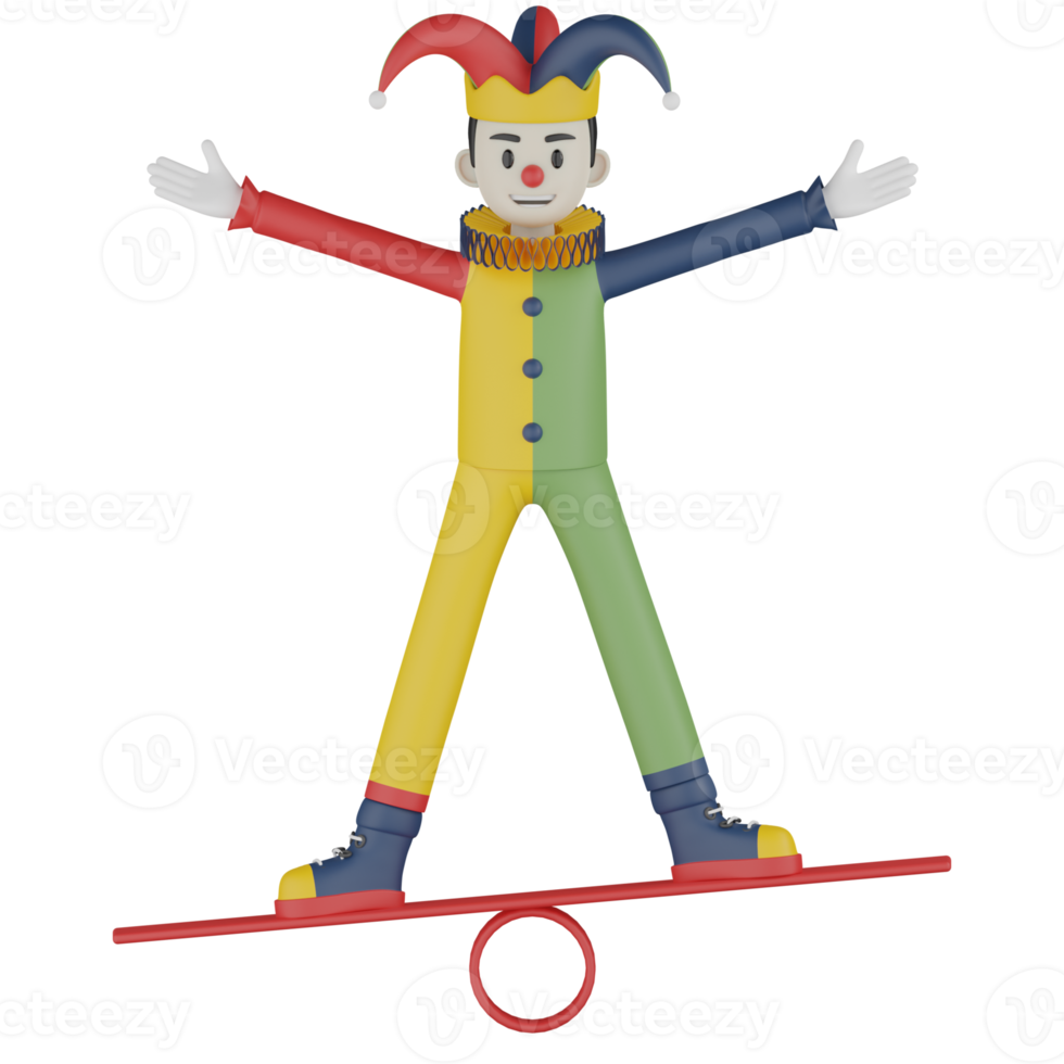 3d Isolated Clown in action png