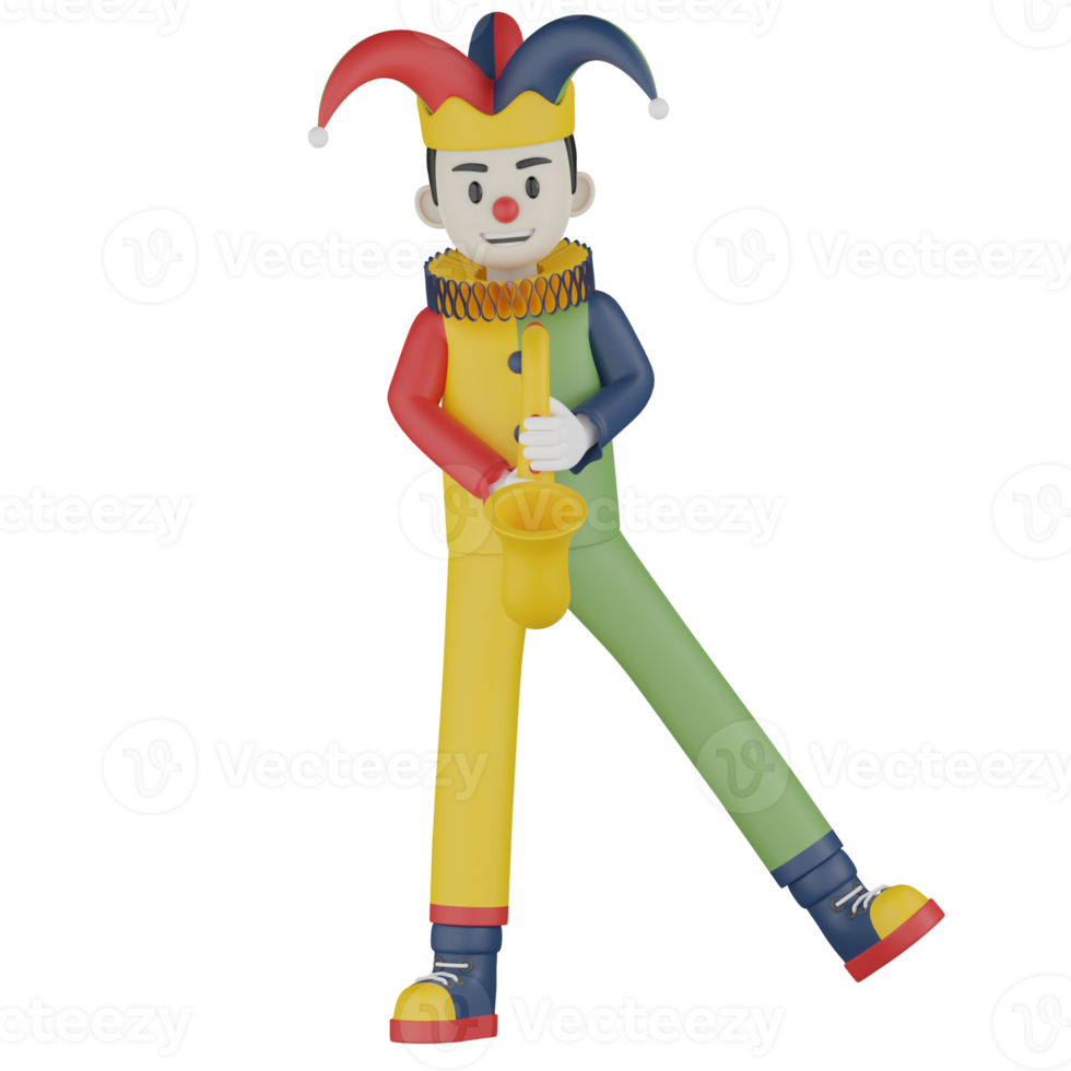 3d Isolated Clown in action png