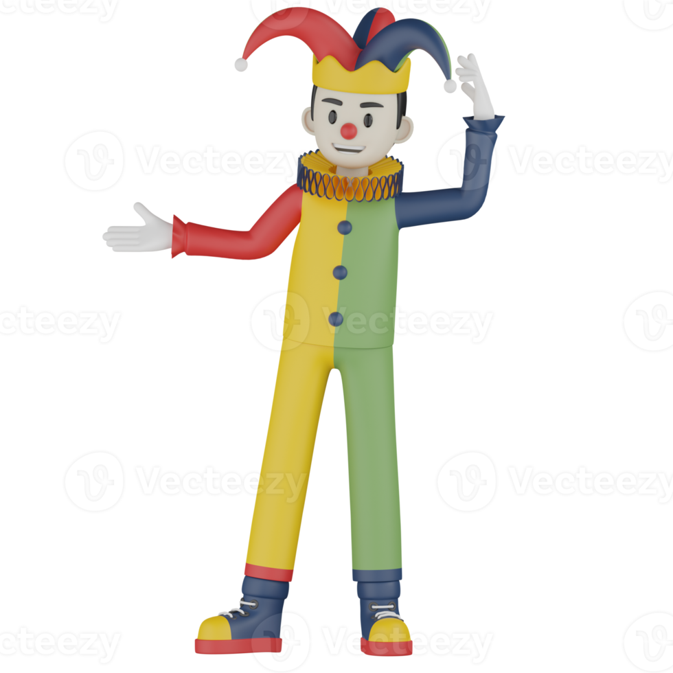 3d Isolated Clown in action png