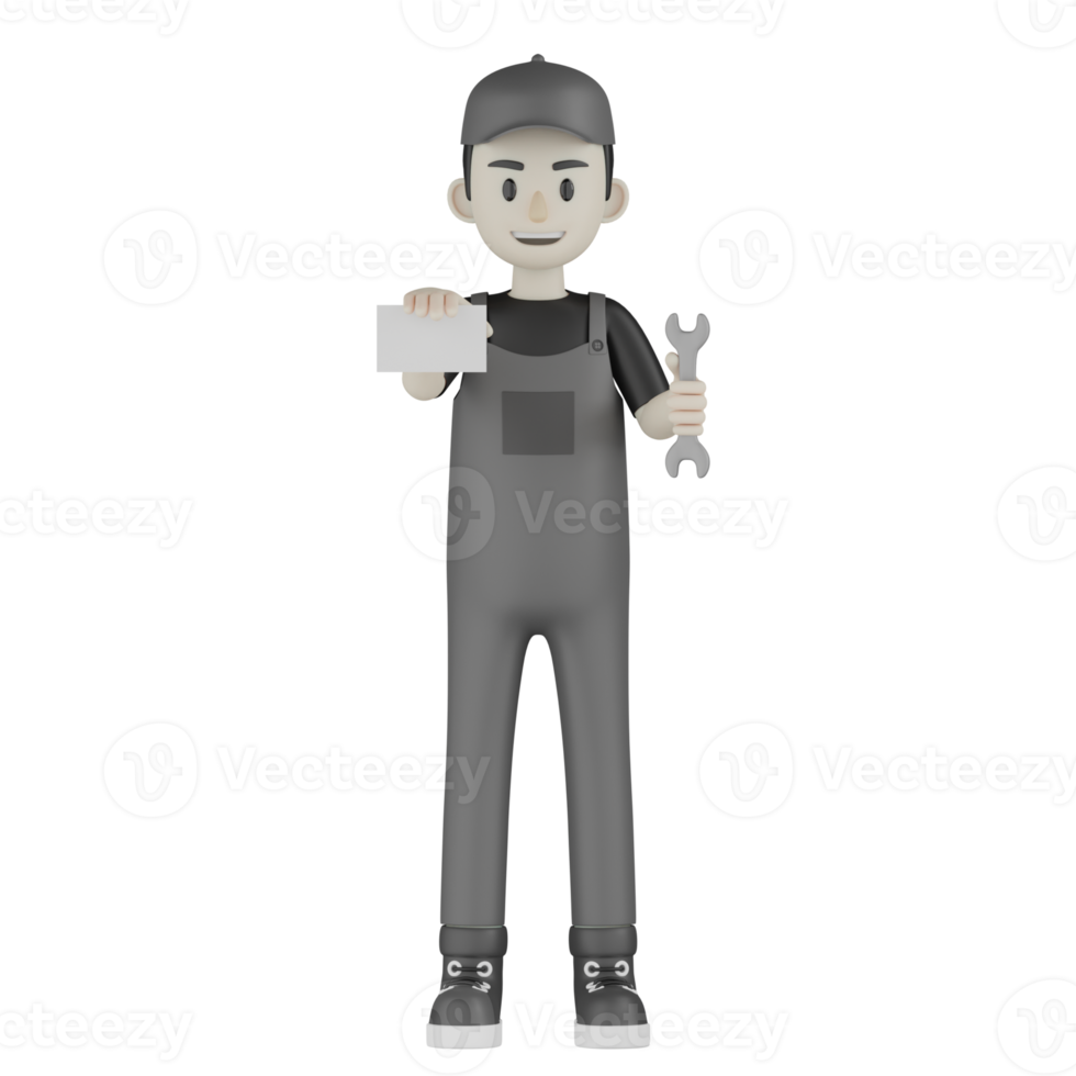 3d Isolated Mechanic in grey Wearpack png