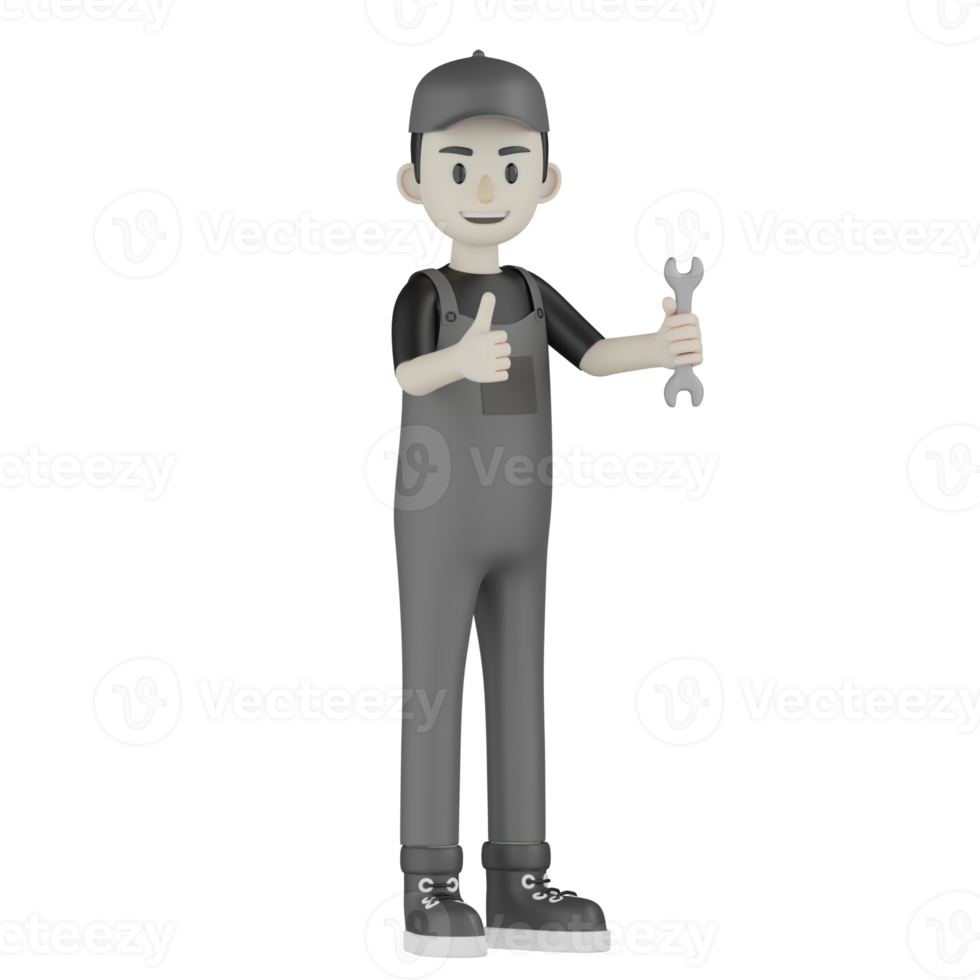 3d Isolated Mechanic in grey Wearpack png