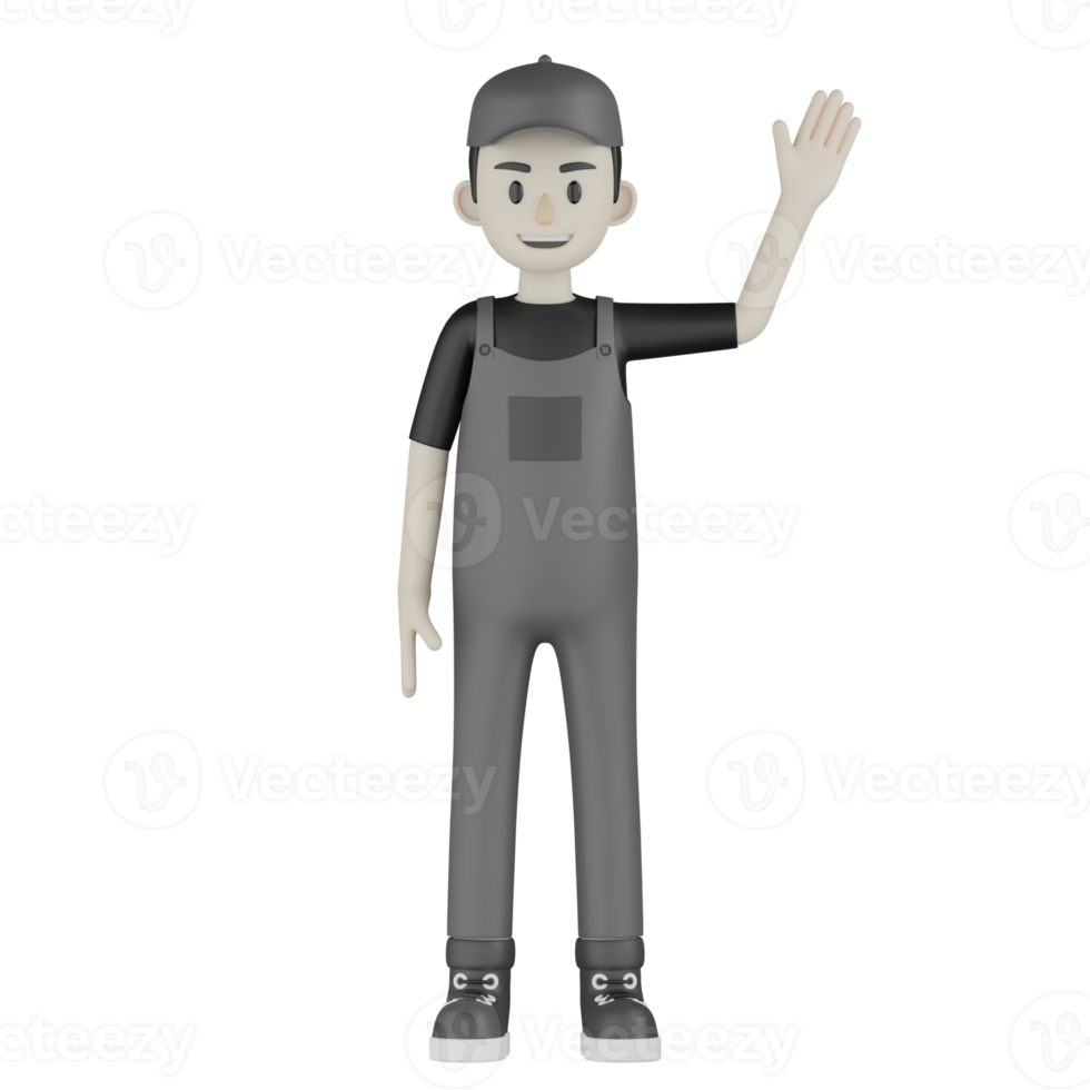 3d Isolated Mechanic in grey Wearpack png