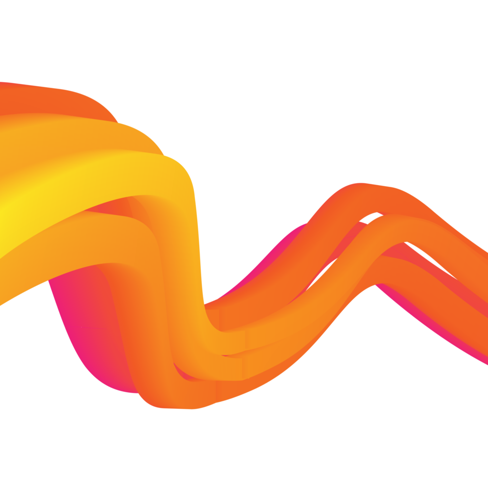 3d Gradient orange brush stroke in cubical lines with transparent background png