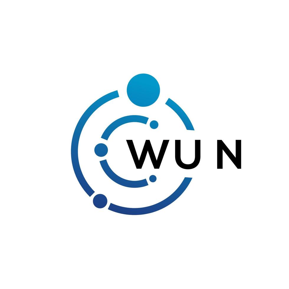 diseño de logotipo de tecnología de letra wun sobre fondo blanco. wun creative iniciales letra it logo concepto. diseño de letras wun. vector