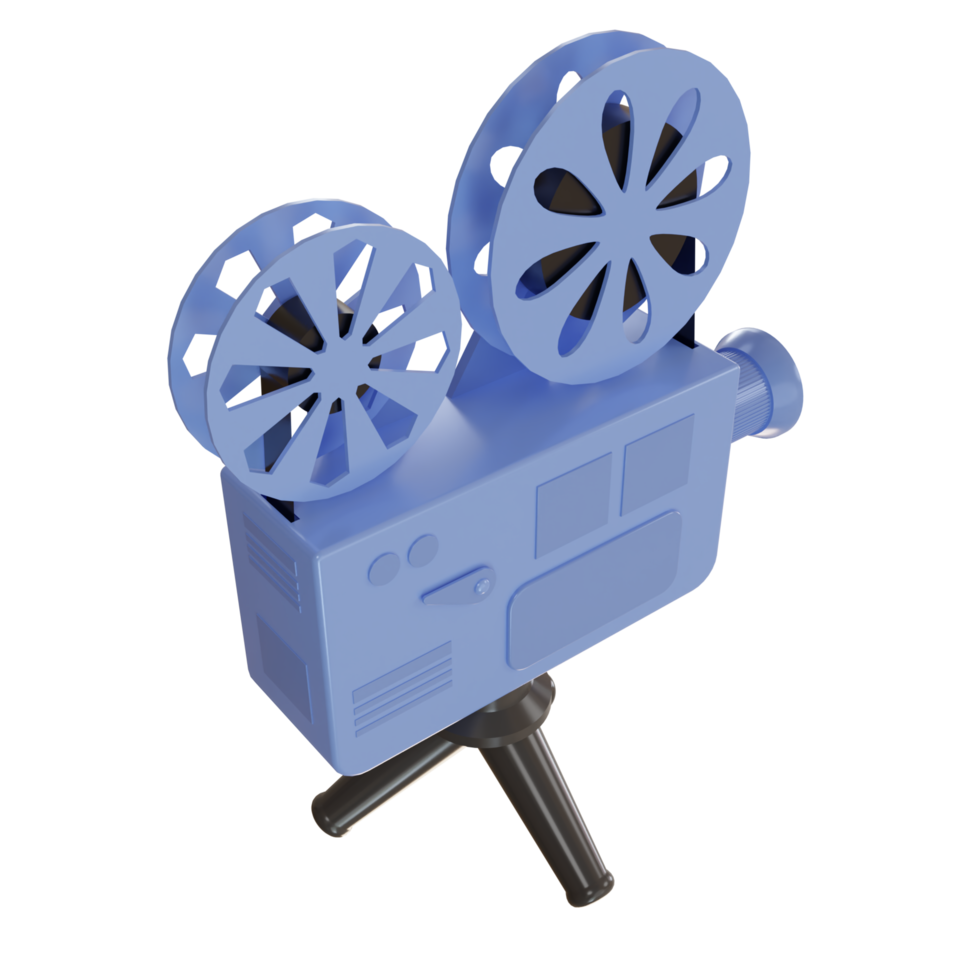 projecteur de cinéma 3d bleu rétro png