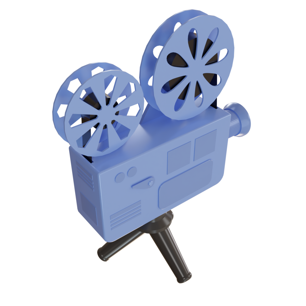 proyector de cine retro azul 3d png