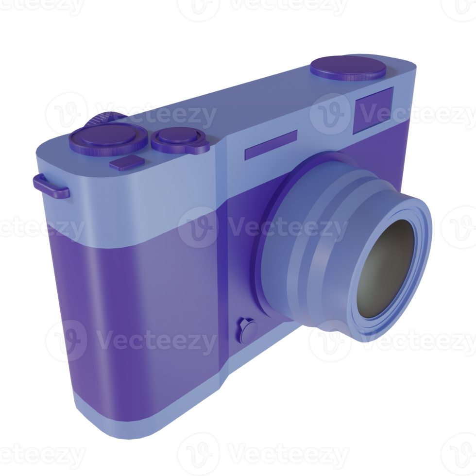 3d rendering of vintage blue camera png