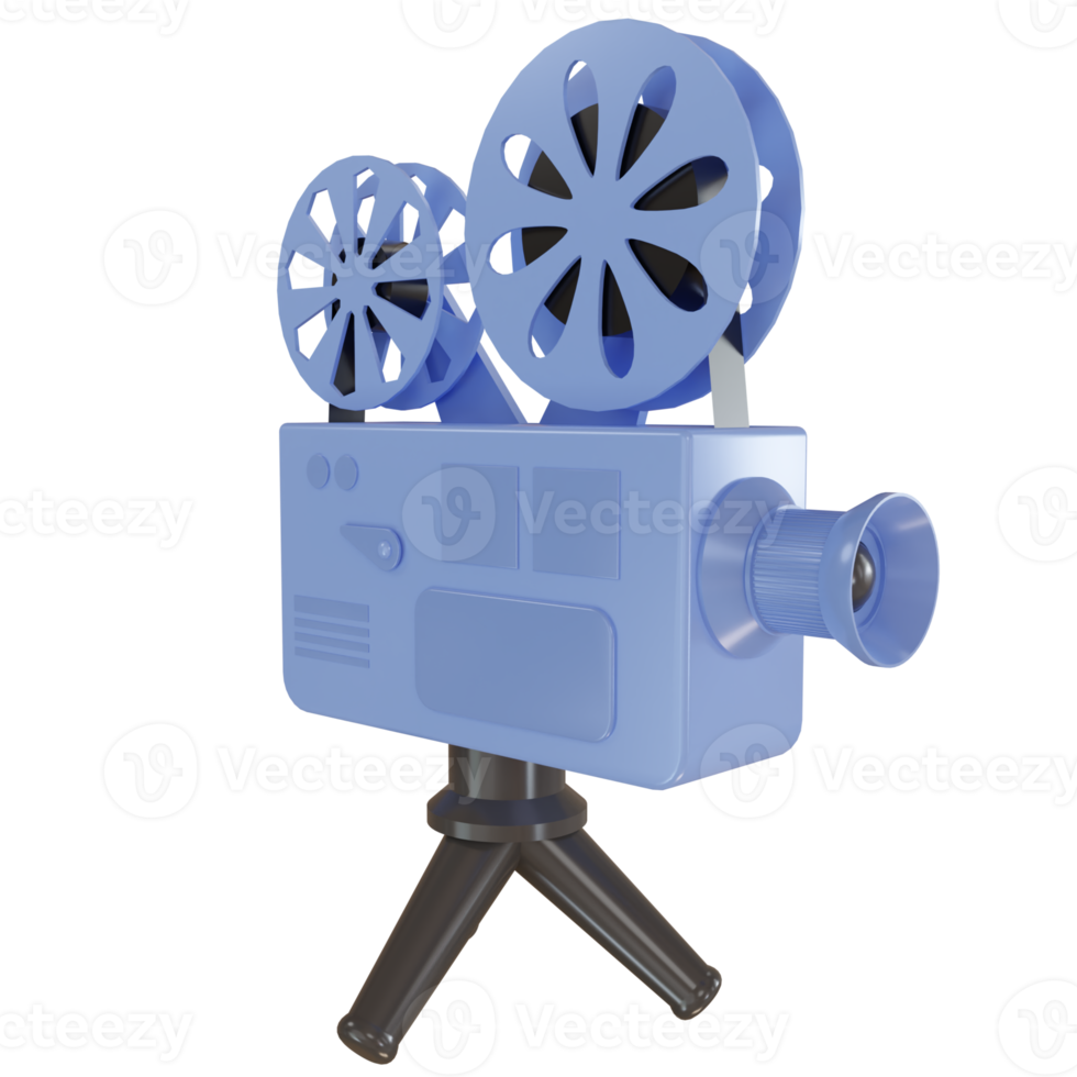 proyector de cine retro azul 3d png