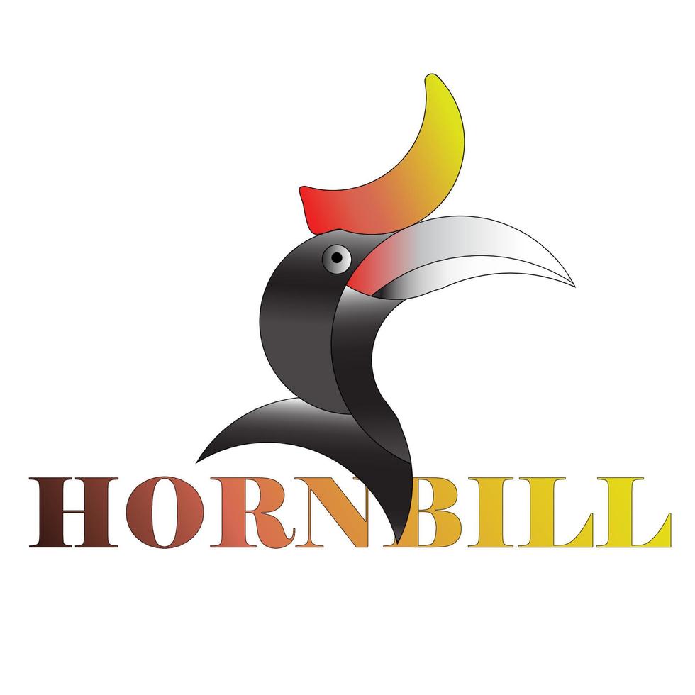 Hornbill Bird Flat Style Vector Icon Logo Illustration
