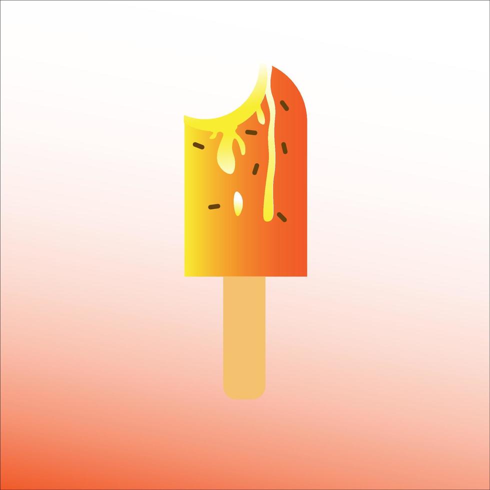 Fresh and delicious peach ice cream for hot weather with chocolate chips vector