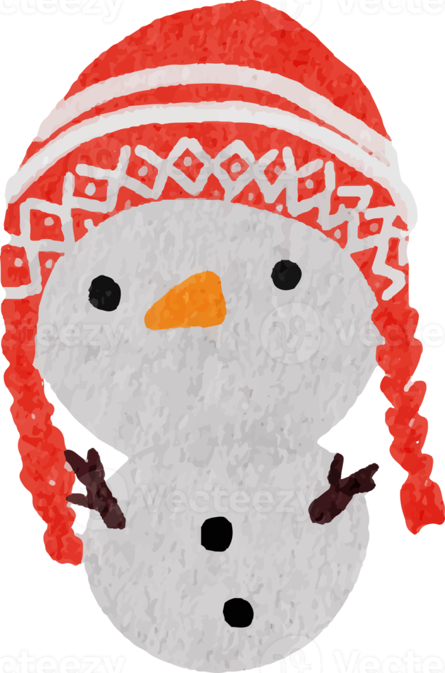 aquarela bonito boneco de neve engraçado png