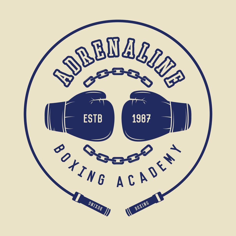 Boxing and martial arts logo, badge or label in vintage style. Vector illustration