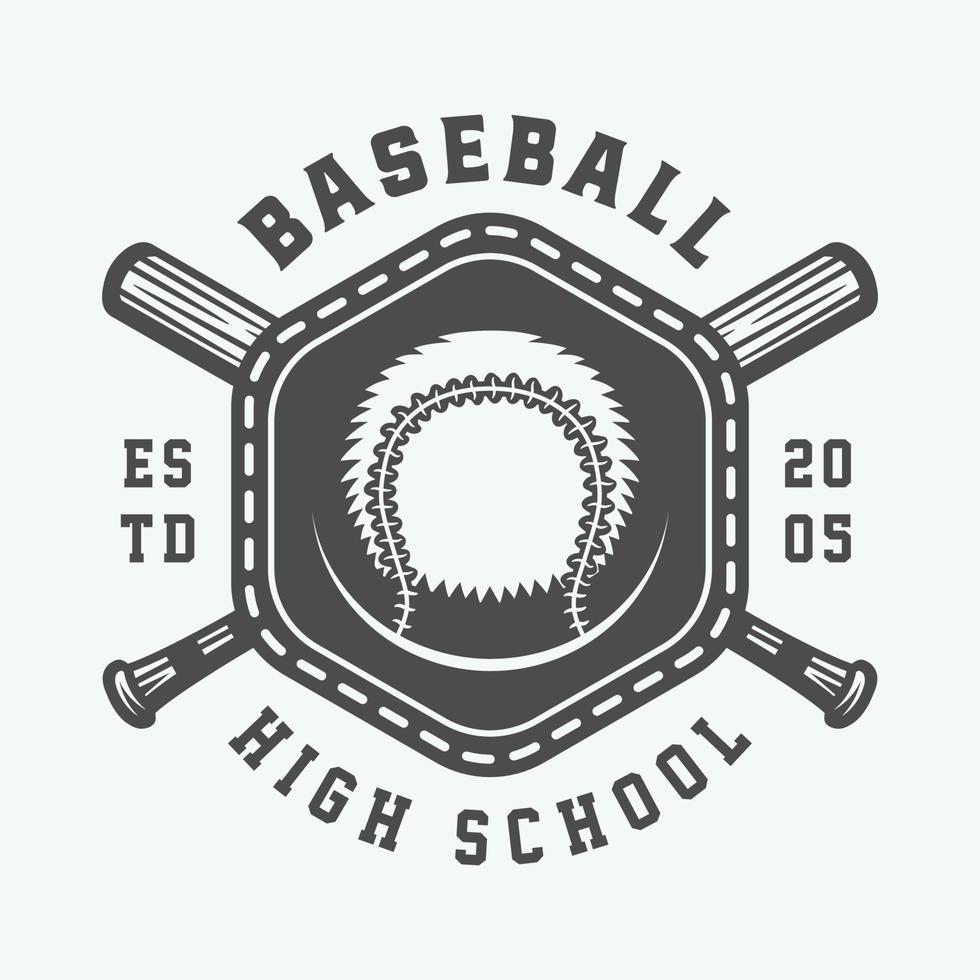 Vintage baseball sport logo, emblem, badge, mark, label. Monochrome Graphic Art. Illustration vector
