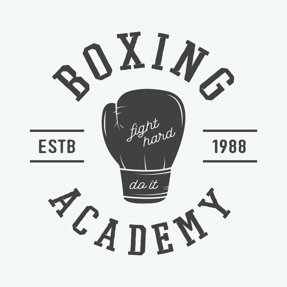 Boxing and martial arts logo, badge or label in vintage style. Vector