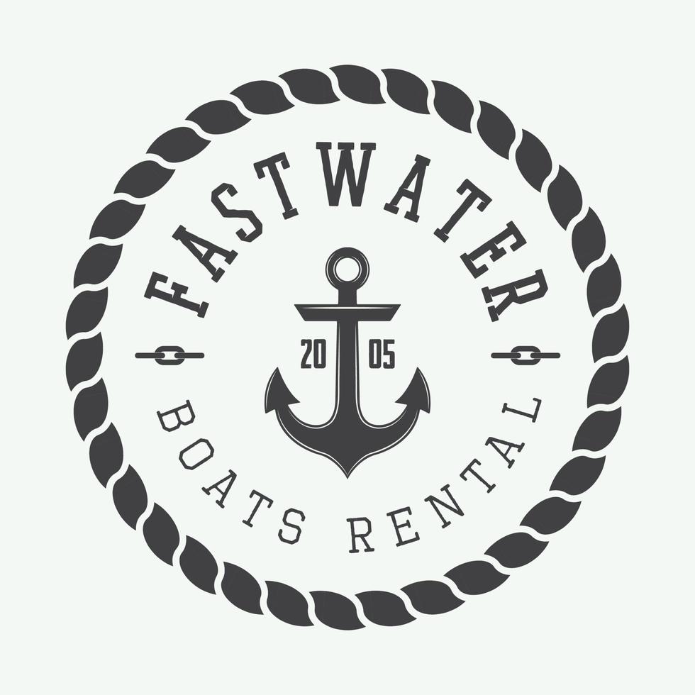 conjunto de logotipos, etiquetas y distintivos de rafting o alquiler de barcos antiguos. vector