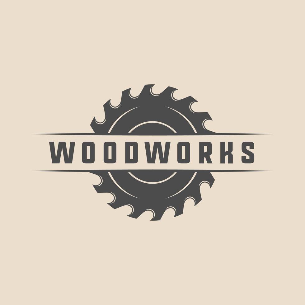 Vintage retro woodwork carpentry mechanic emblem, logo, badge, label. mark, poster or print. Monochrome Graphic Art. Vector Illustration. Engraving