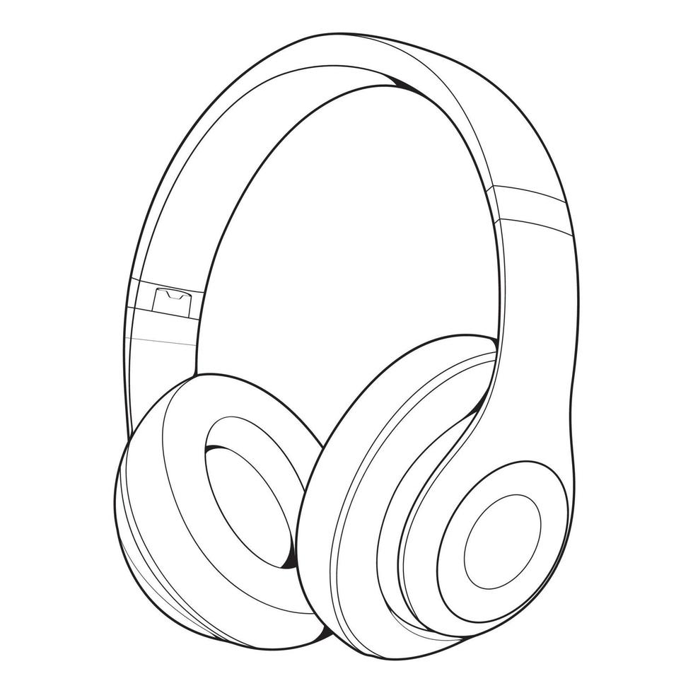 Line Art Headphones Vector Illustration, Music Concept, Line art vector
